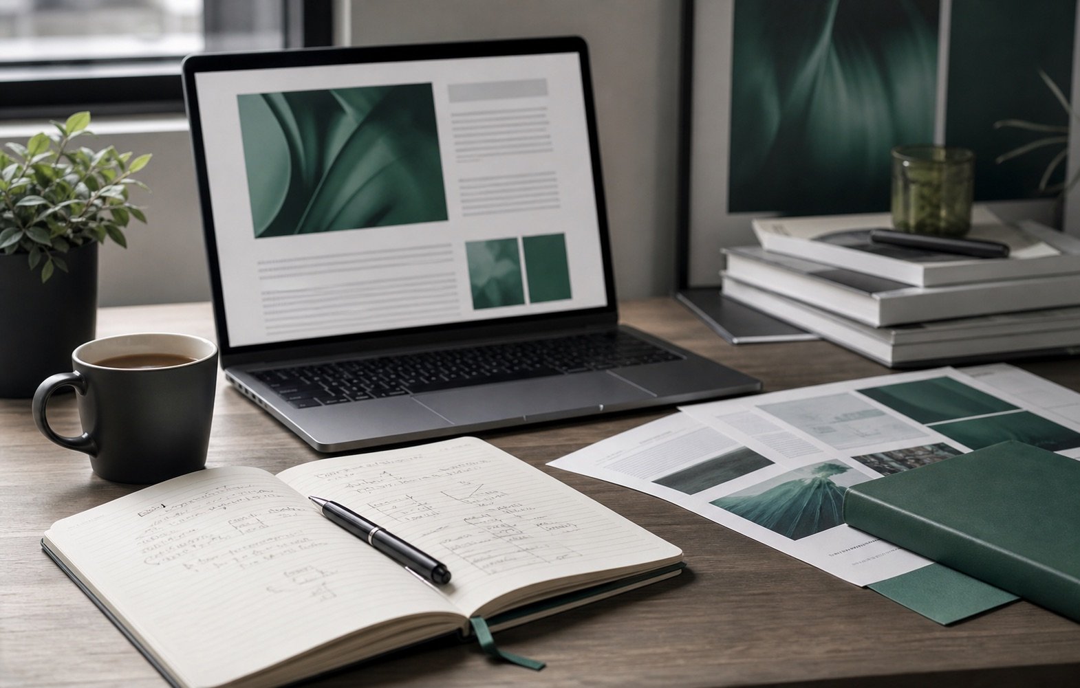 Editorial writing and research workspace