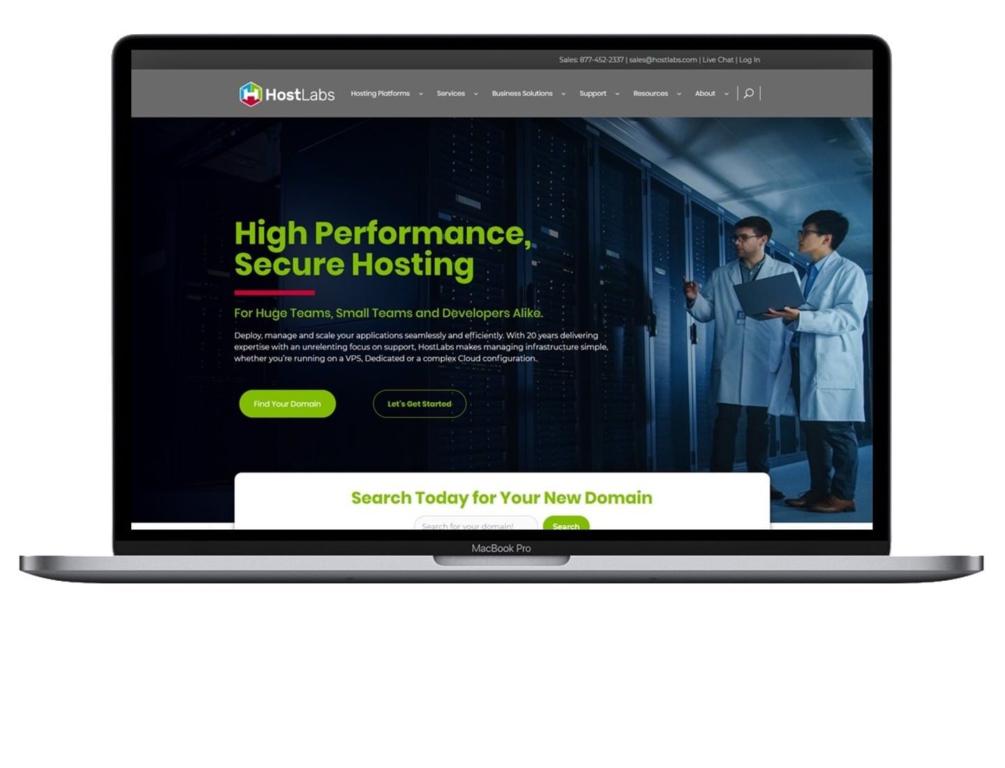 HostLabs web hosting landing page preview