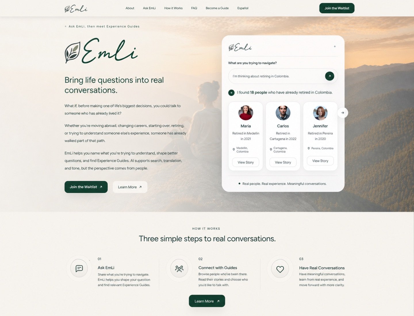 MeetEmLi public product website preview