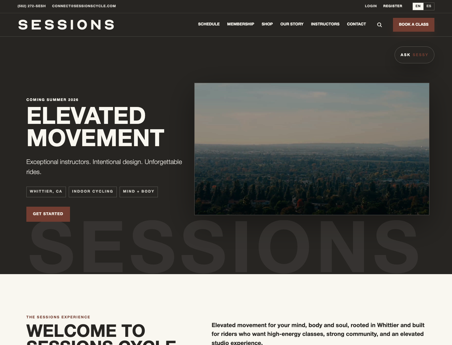 Sessions Cycle website and studio brand preview