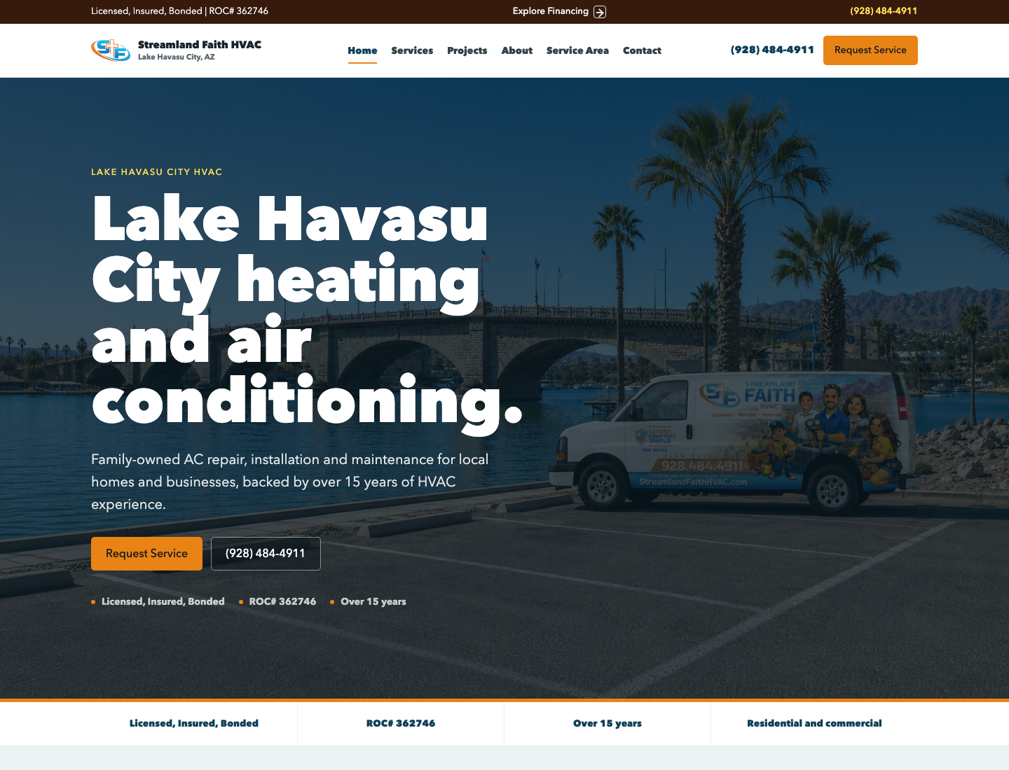 Streamland Faith Mechanical HVAC website preview