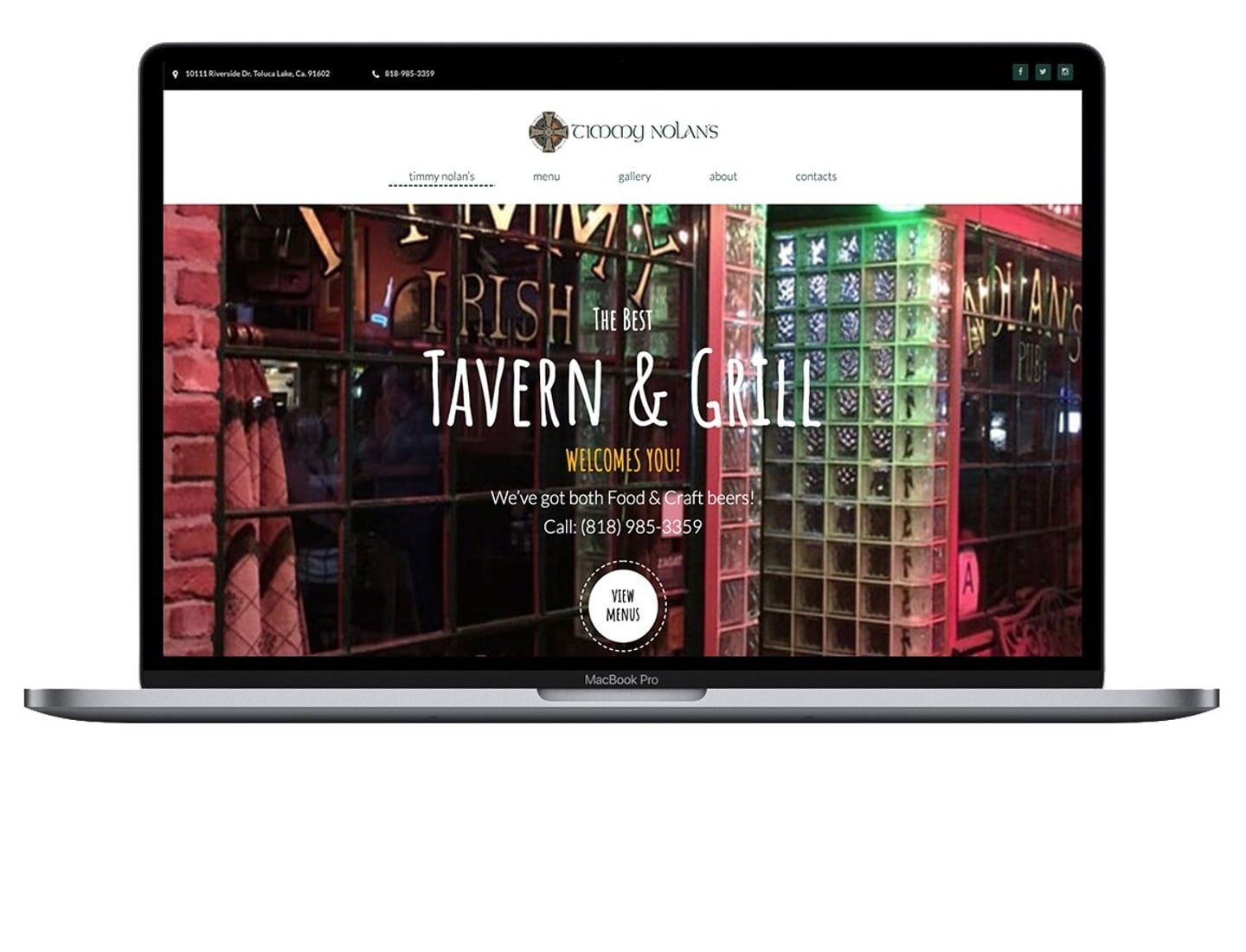 Timmy Nolan's restaurant website preview